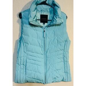 Talbots Women’s Puffer Vest Light Blue Size Large Warm Winter Jacket Ski Snow